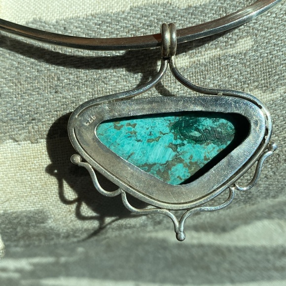 Massive Chrysacolla Sterling Pendant - Picture 6 of 7